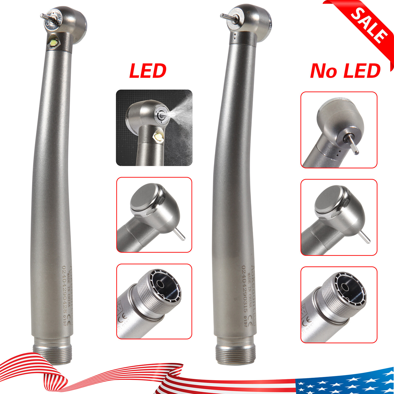 1-10 USA Dental Fiber Optic LED E-generator High Speed Handpiece 2Holes B2