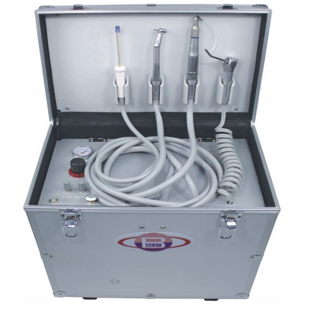 BD-402 Portable Mobile Dental Unit with Compressor + Dental Handpiece Kit 4 Hole