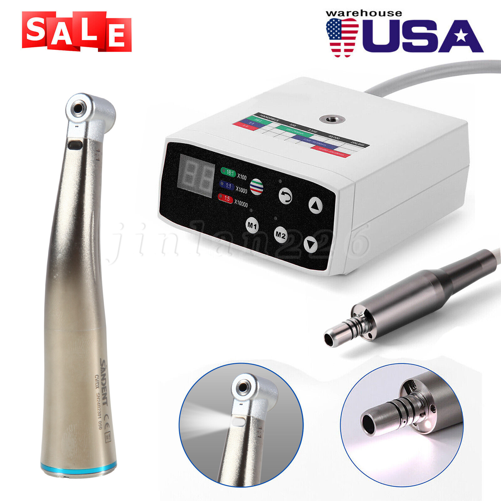 SANDENT Dental LED Brushless Electric Micro Motor/1:1 LED Handpiece