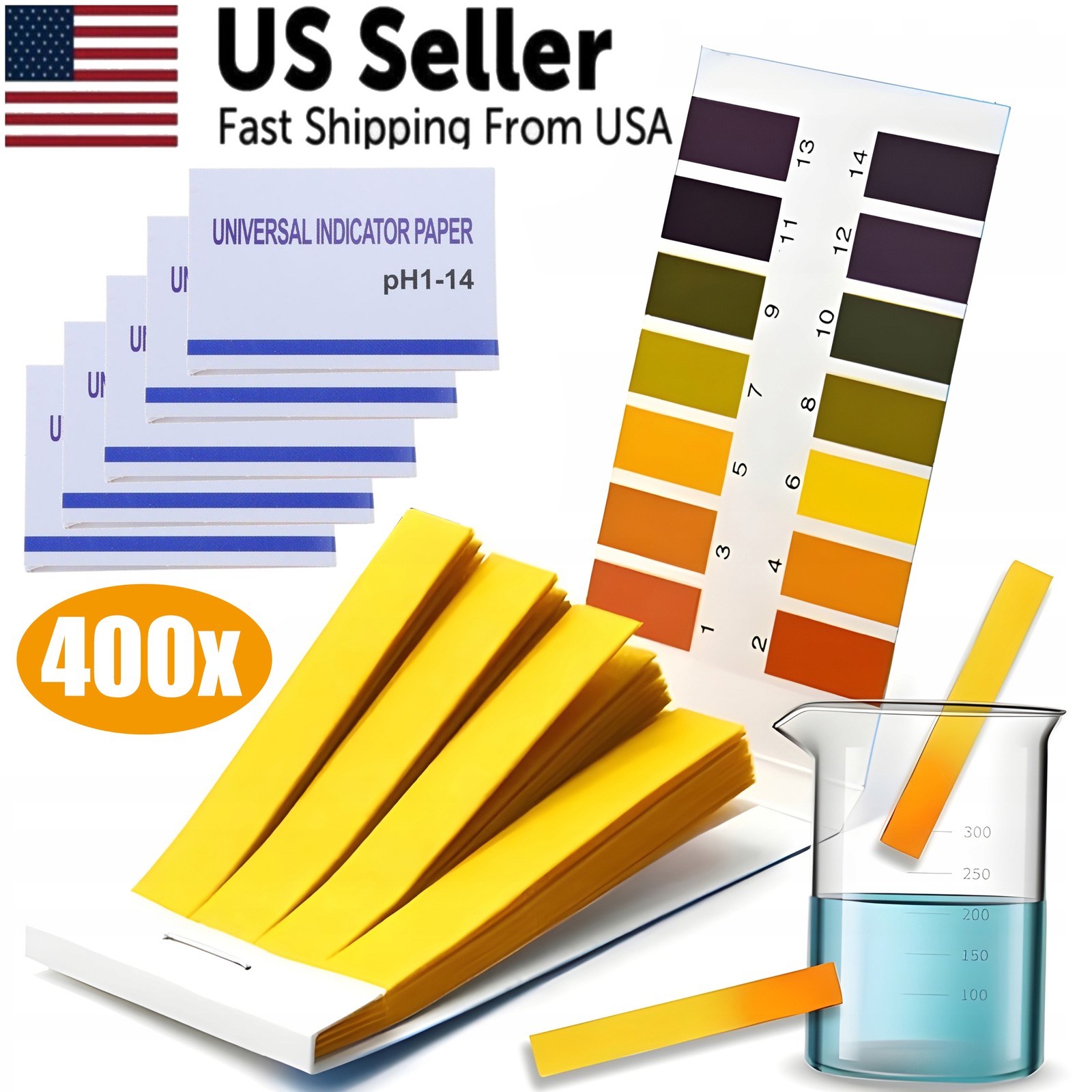 400pcs pH Indicator Test Strips 1-14 Laboratory Paper Litmus Tester Urine Saliva