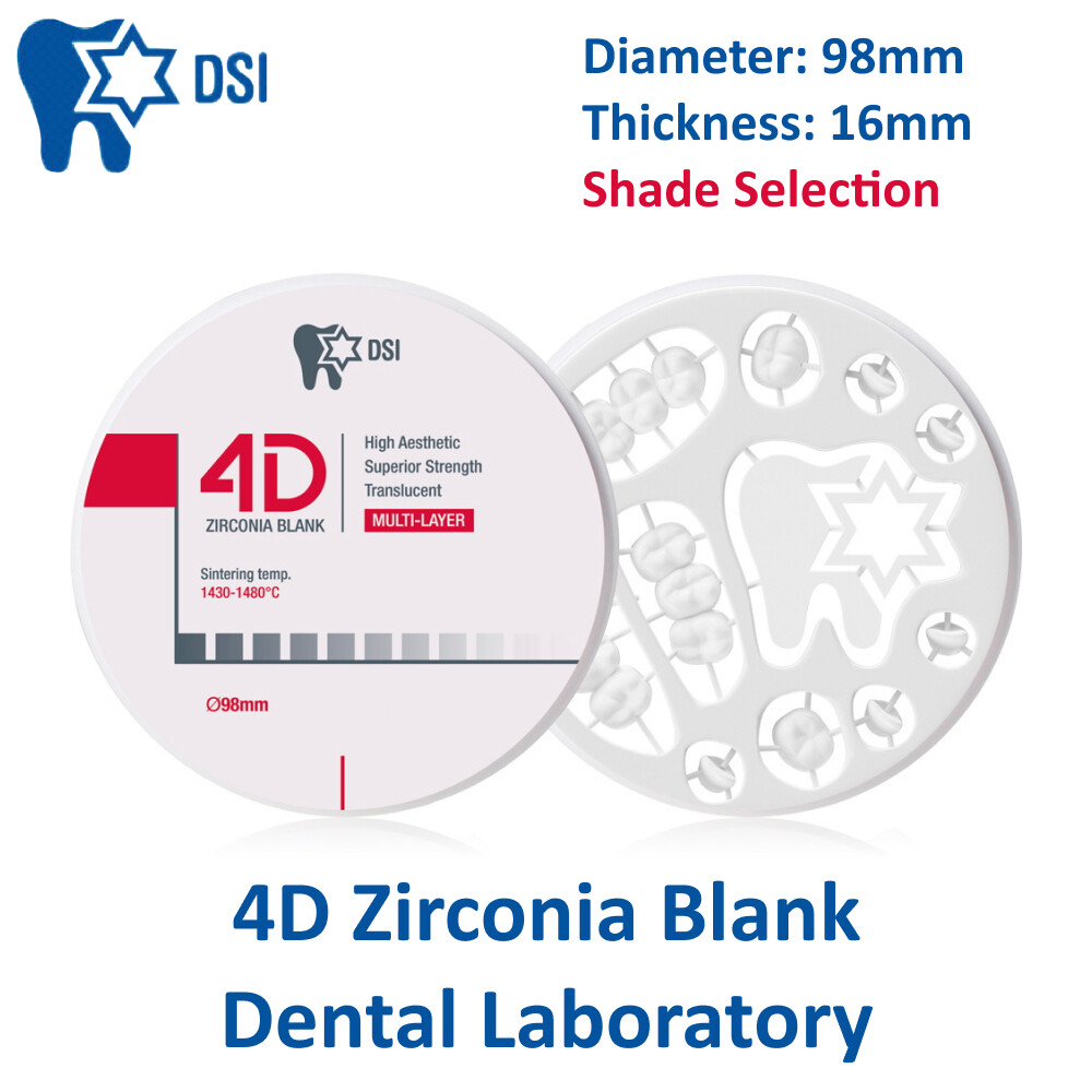 Dental Lab Milling Crown & Bridge DSI 4D Zirconia Blank Disc Thickness 16mm