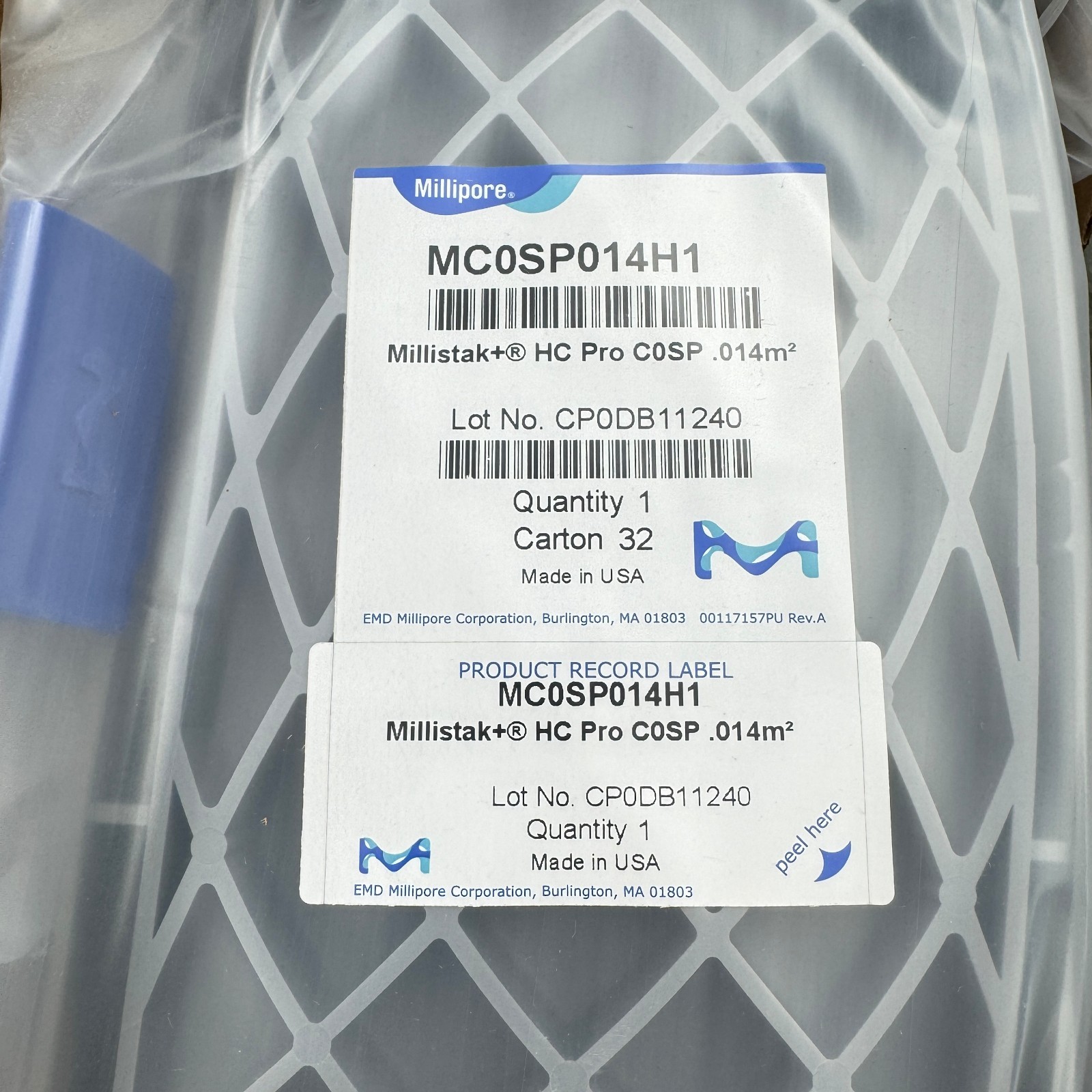 Millipore MC0SP014H1 Depth Filter Millistak+ HC Pro Filter C0sp 0.14m2