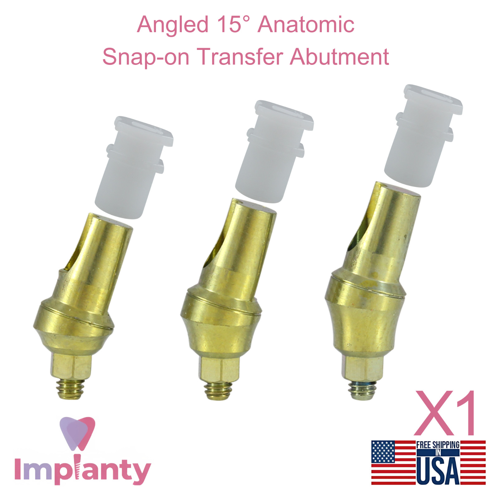 Dental Angulated Anatomic 15° Snap-on Transfer Prosthetic Int Hex 2.42mm