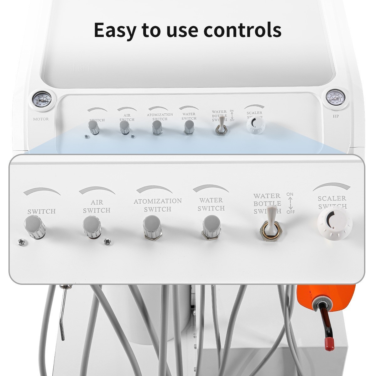 Portable Dental Delivery Unit Syringe Suction Turbine With Air Compressor 4Hole