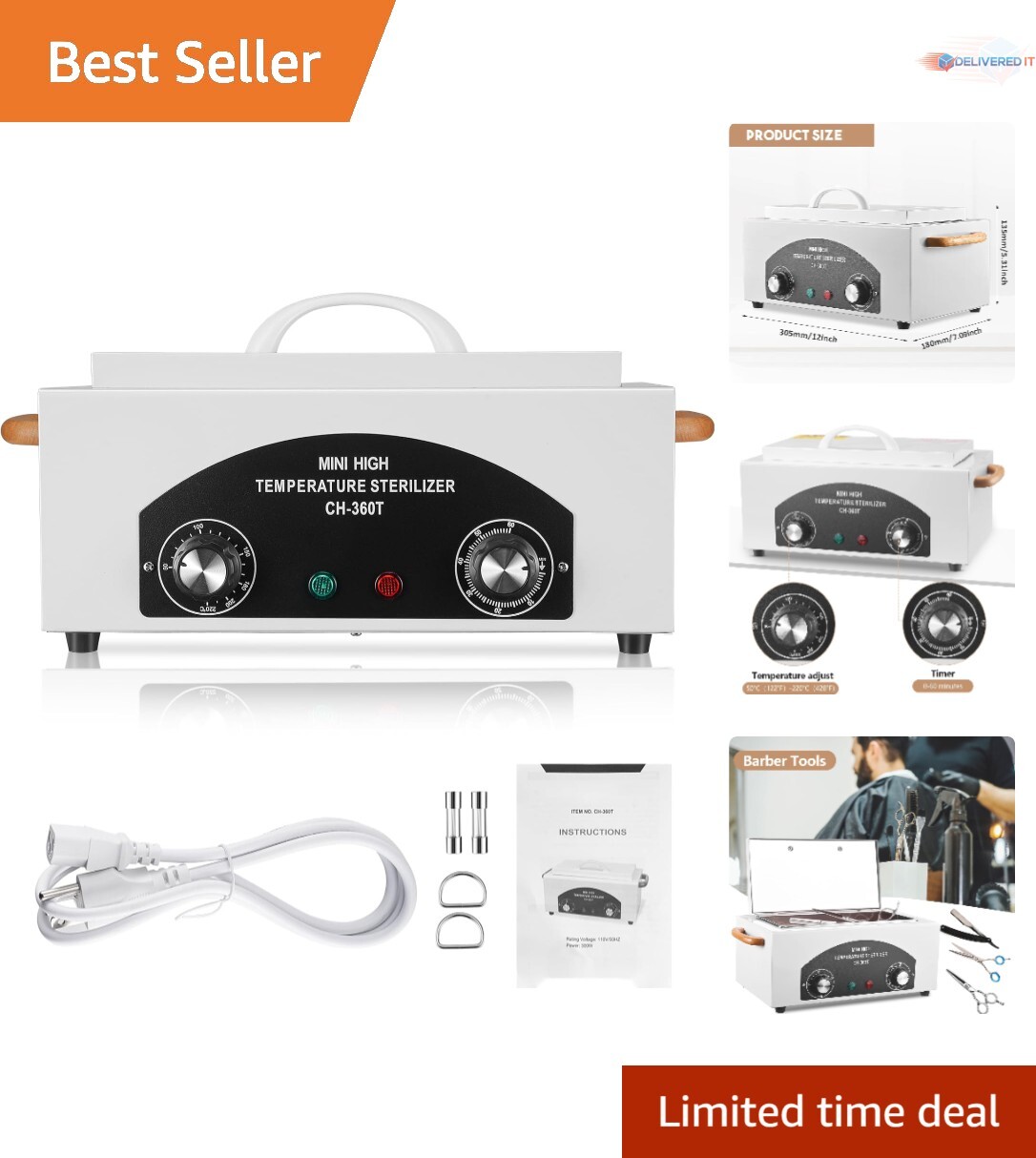 High Temperature Steel 1.5L Sterilizer for Nail and Dental Tools, Durable & Safe