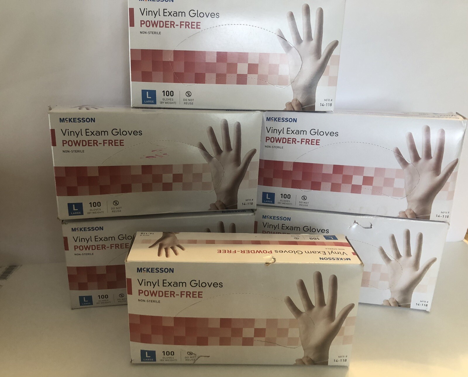 McKesson 14-118, Vinyl Exam Gloves, Powder Free, LARGE, 6boxes @ 100 each, 600