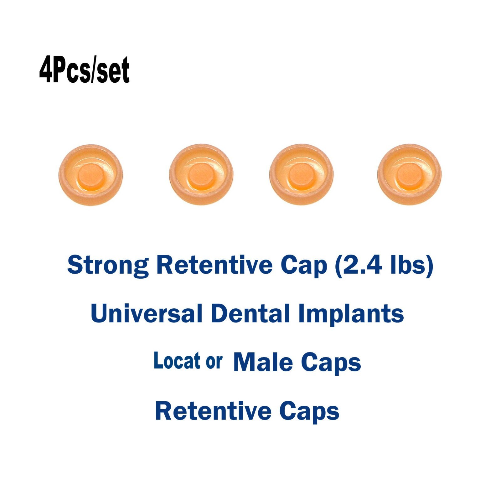 Overdenture Abutment Male Caps Inserts 2.4 lbs Retentive & Metal Caps
