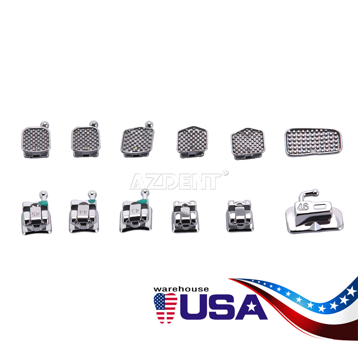 Dental Orthodontics Self-Ligating Brackets Mini Roth/MBT022 345Hook Metal Braces