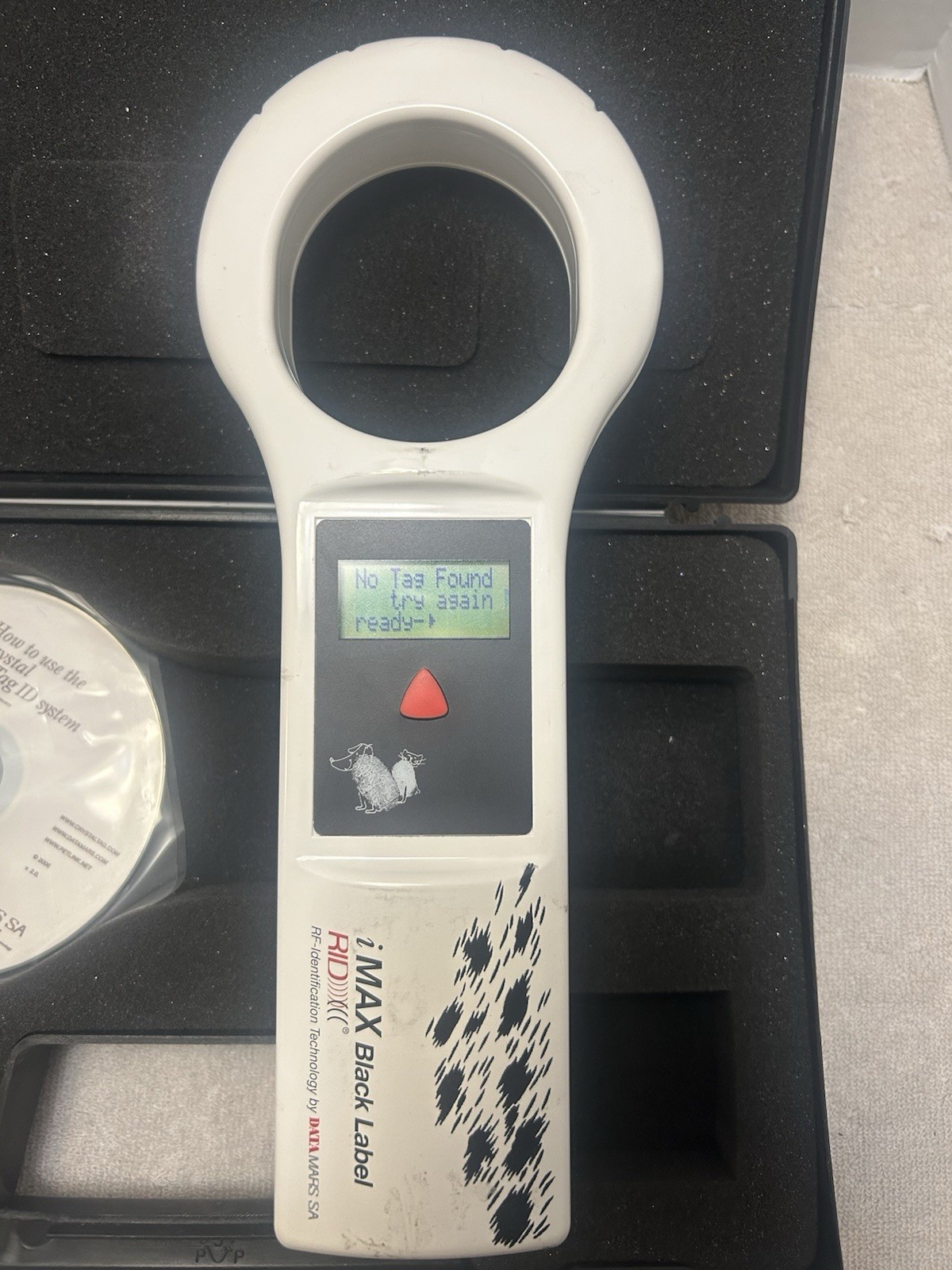 DataMars ResQ Pet Tracking System iMAX Black Label RF-ID With Case, Manual, CD