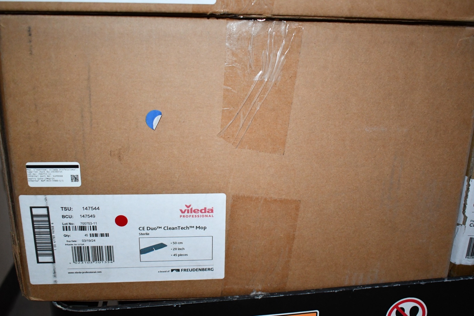 Case of NEW Vileda 147544 CE Duo CleanTech Sterile 2-Sided Laminated Mop 19.7”