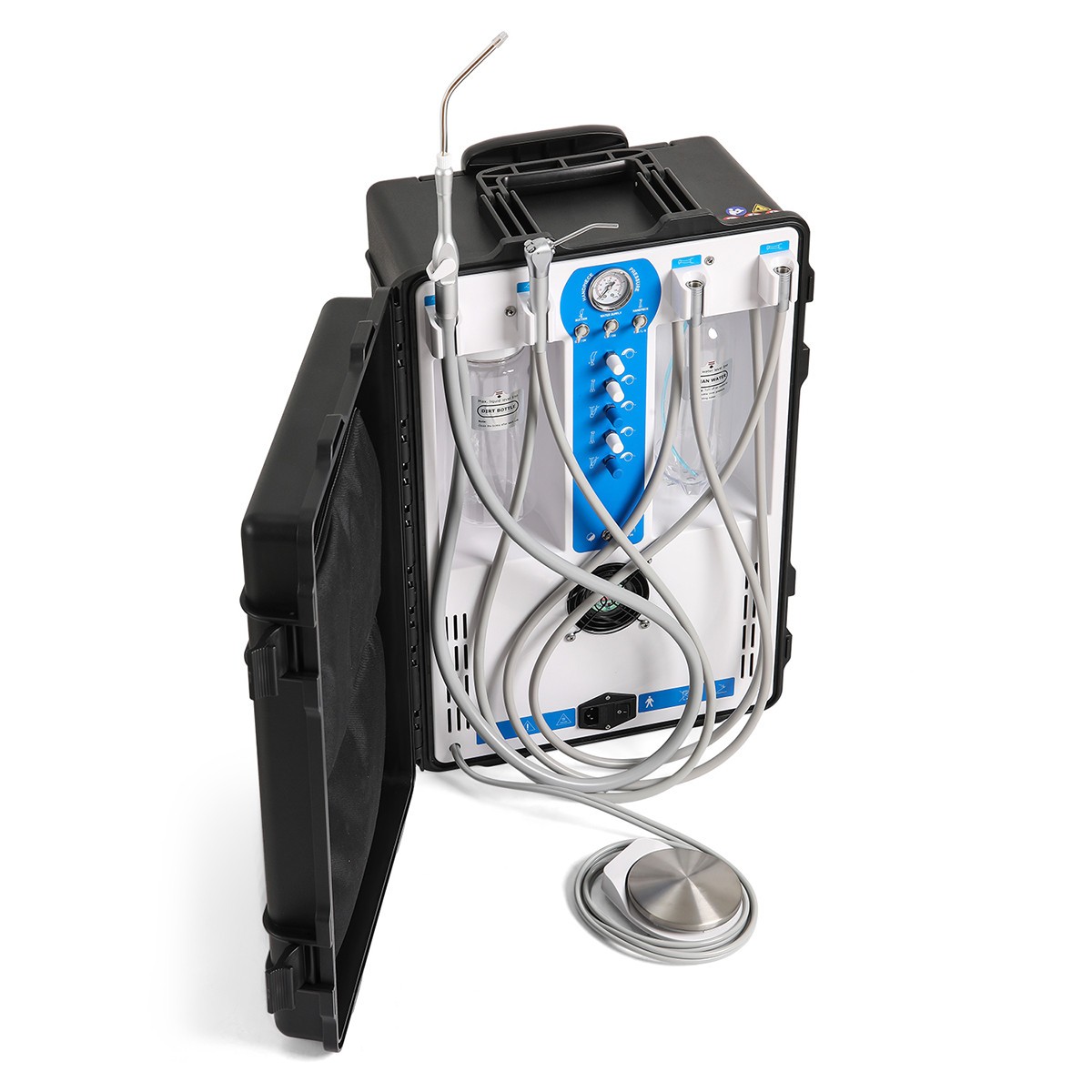 Portable Mobile Dental Delivery Unit Air Compressor Syringe Suction 4Hole /Chair