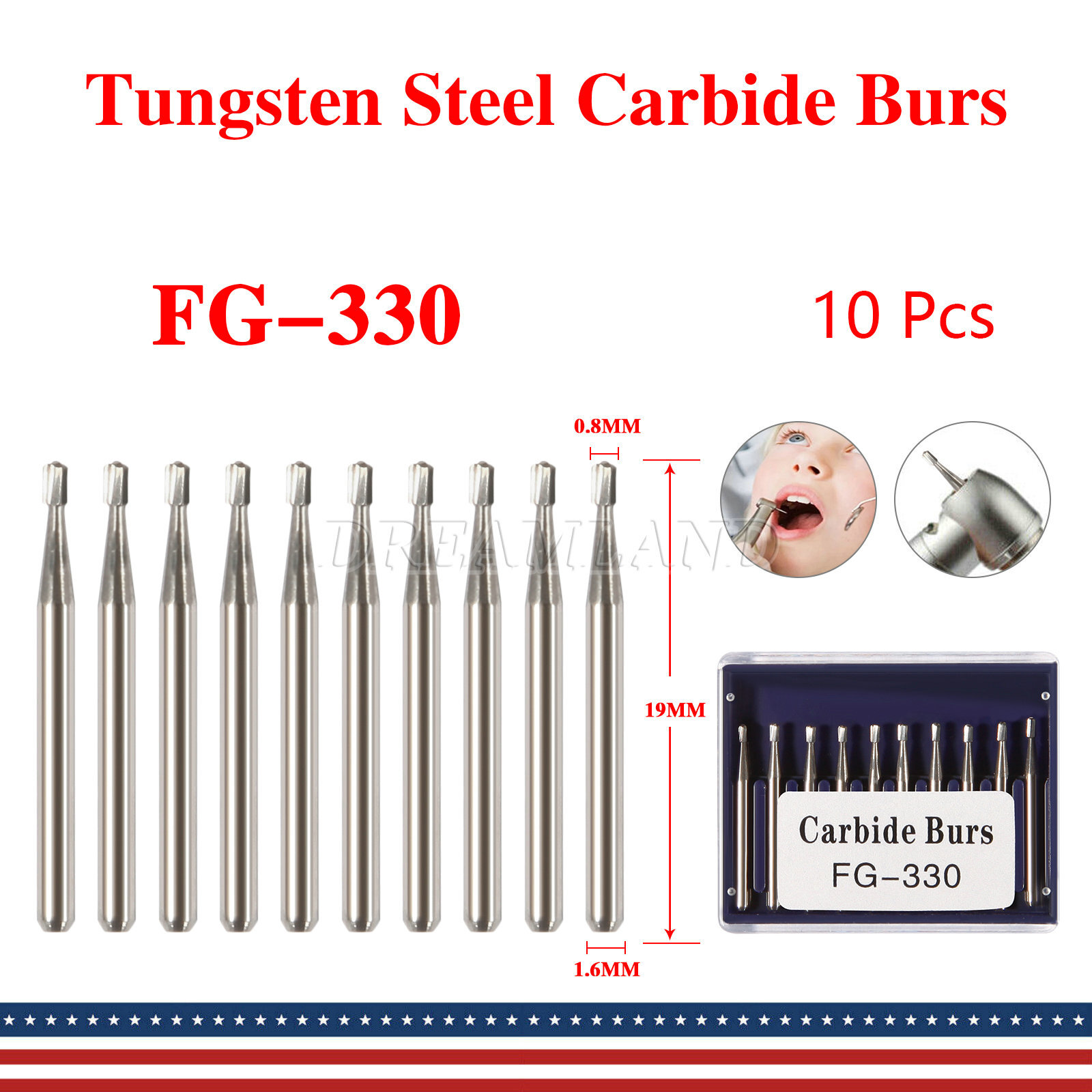 Dental FG330 Carbide Burs Friction Grip Up to 100x Bur II 10-100pcs