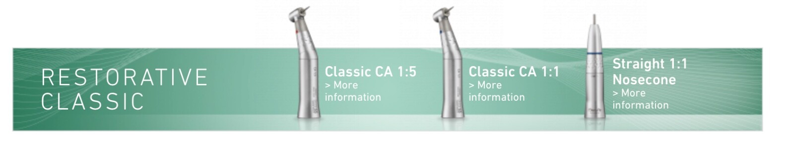 Bien Air Restorative Classics Set w/ MX2 Motor; CA 1:5, CA 1:1, Straight 1:1