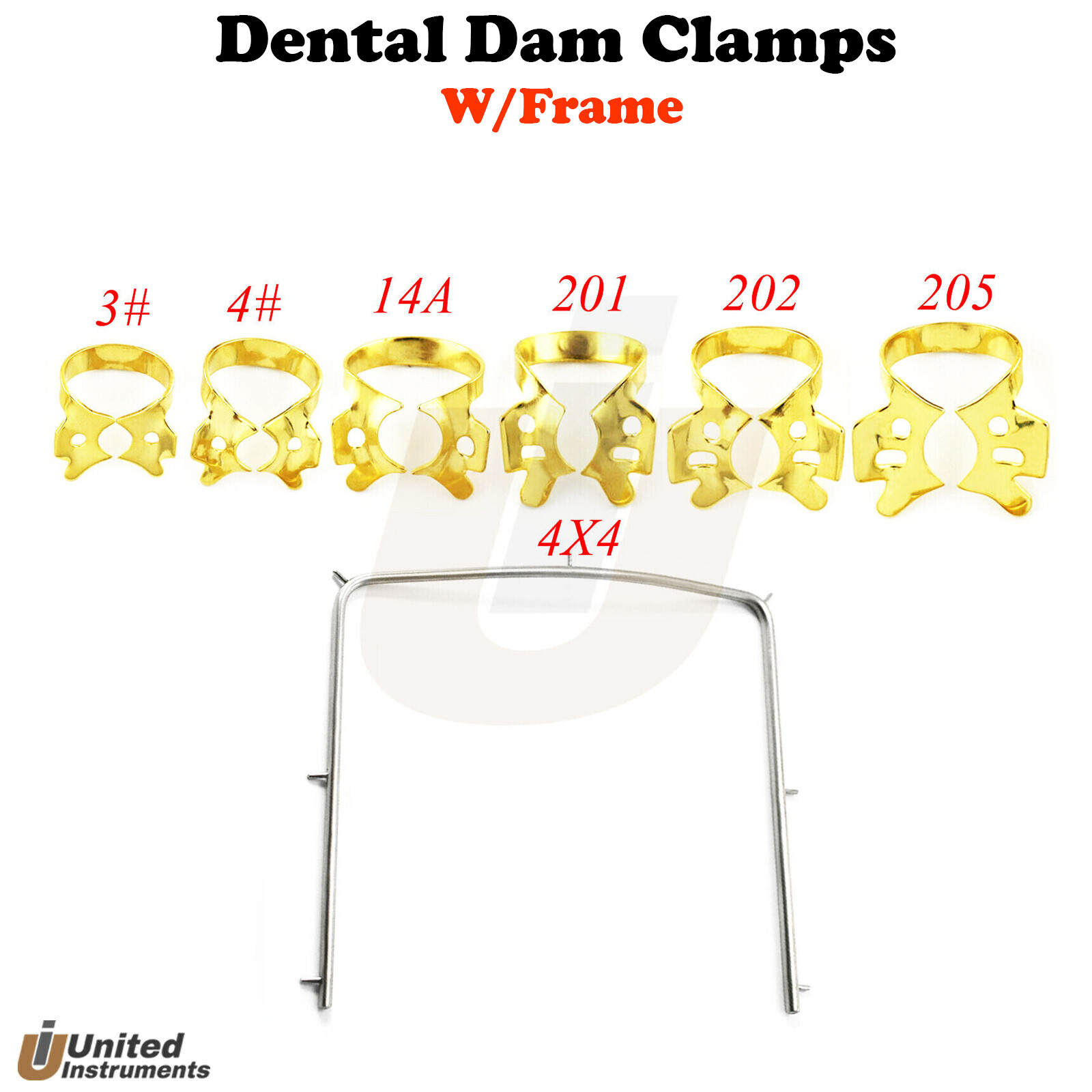 Dental Dam Clamps Winged Tissue Molar Premolar Rubber Dam Placing Frame 4×4