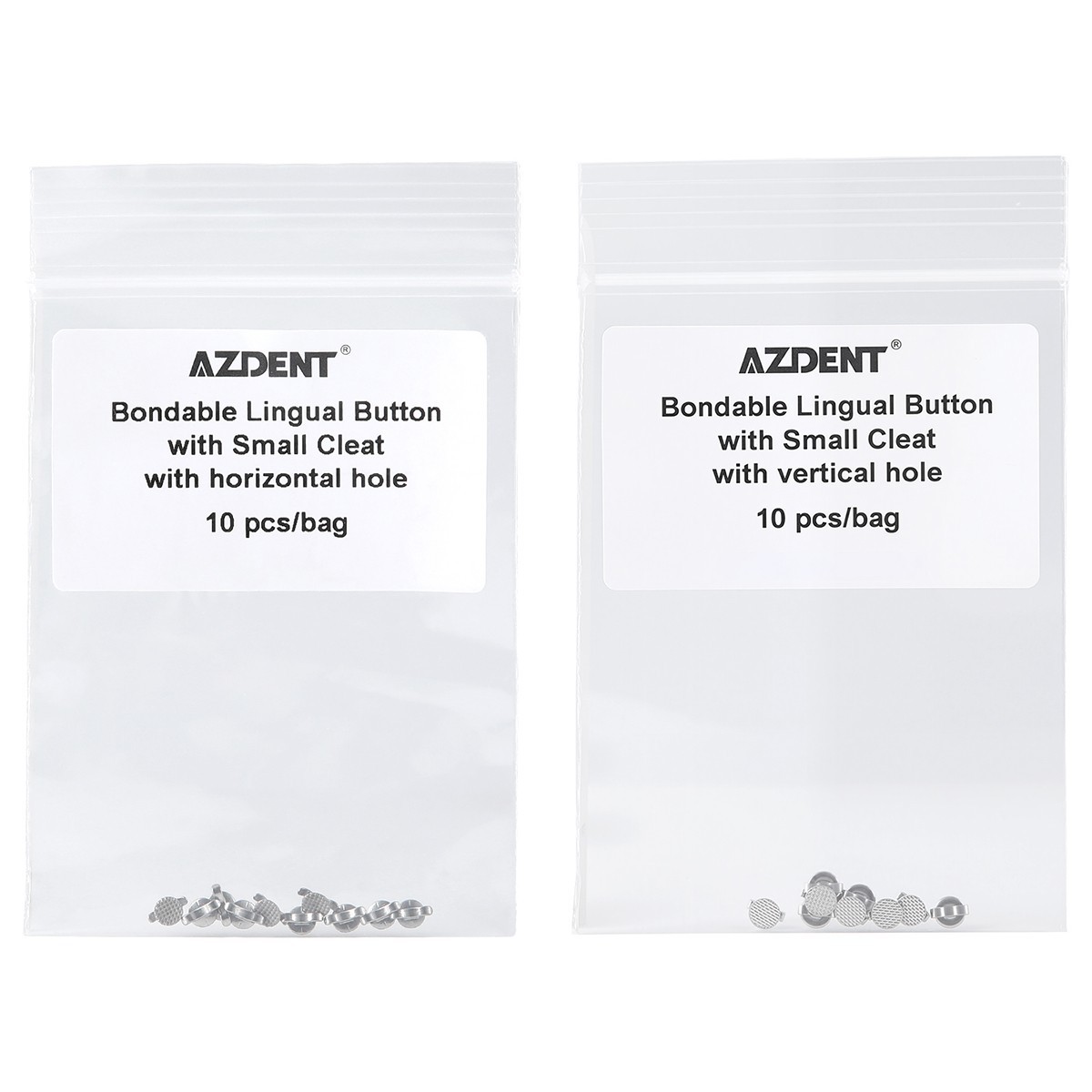 Dental Orthodontic Bondable Lingual Buttons hole Vertical Horizontal channel