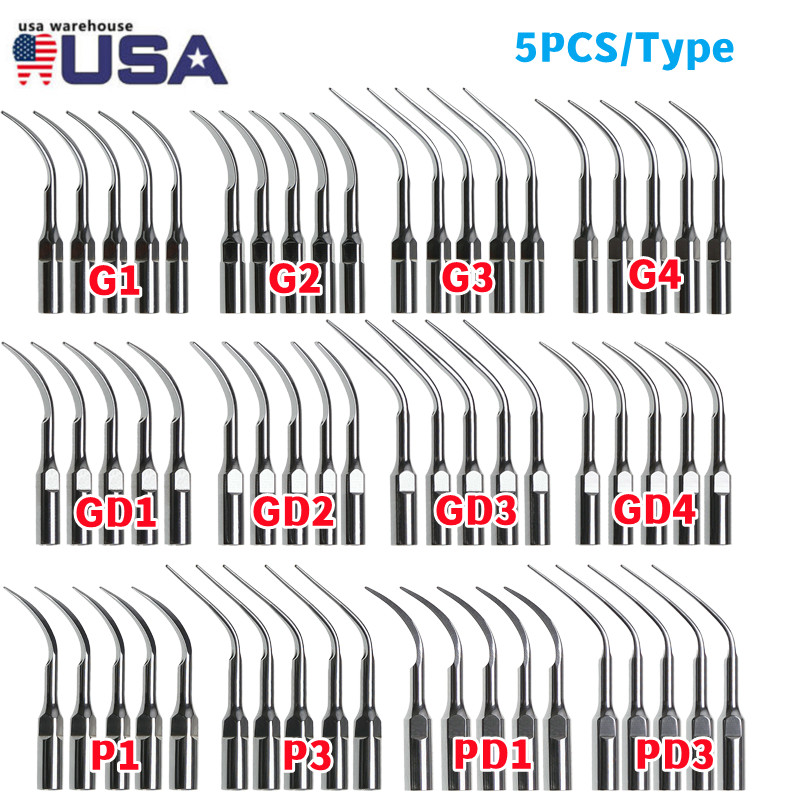 5× Dental Ultrasonic Piezo Scaler Tips fit Woodpecker EMS DTE SATELEC Handpiece