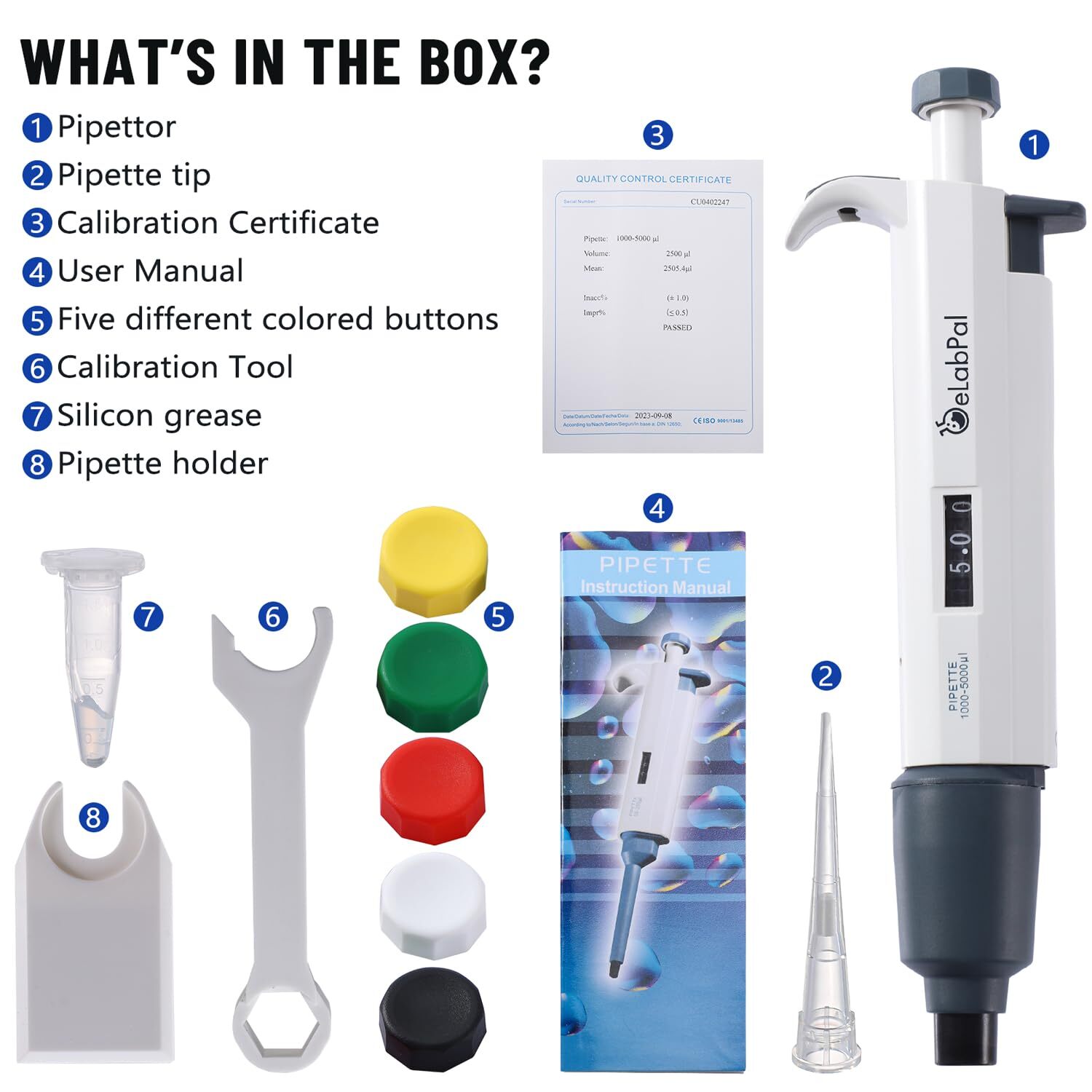 eLabPal Micropipette Adjustable Volume Single Channel Pipettors High-Accurate