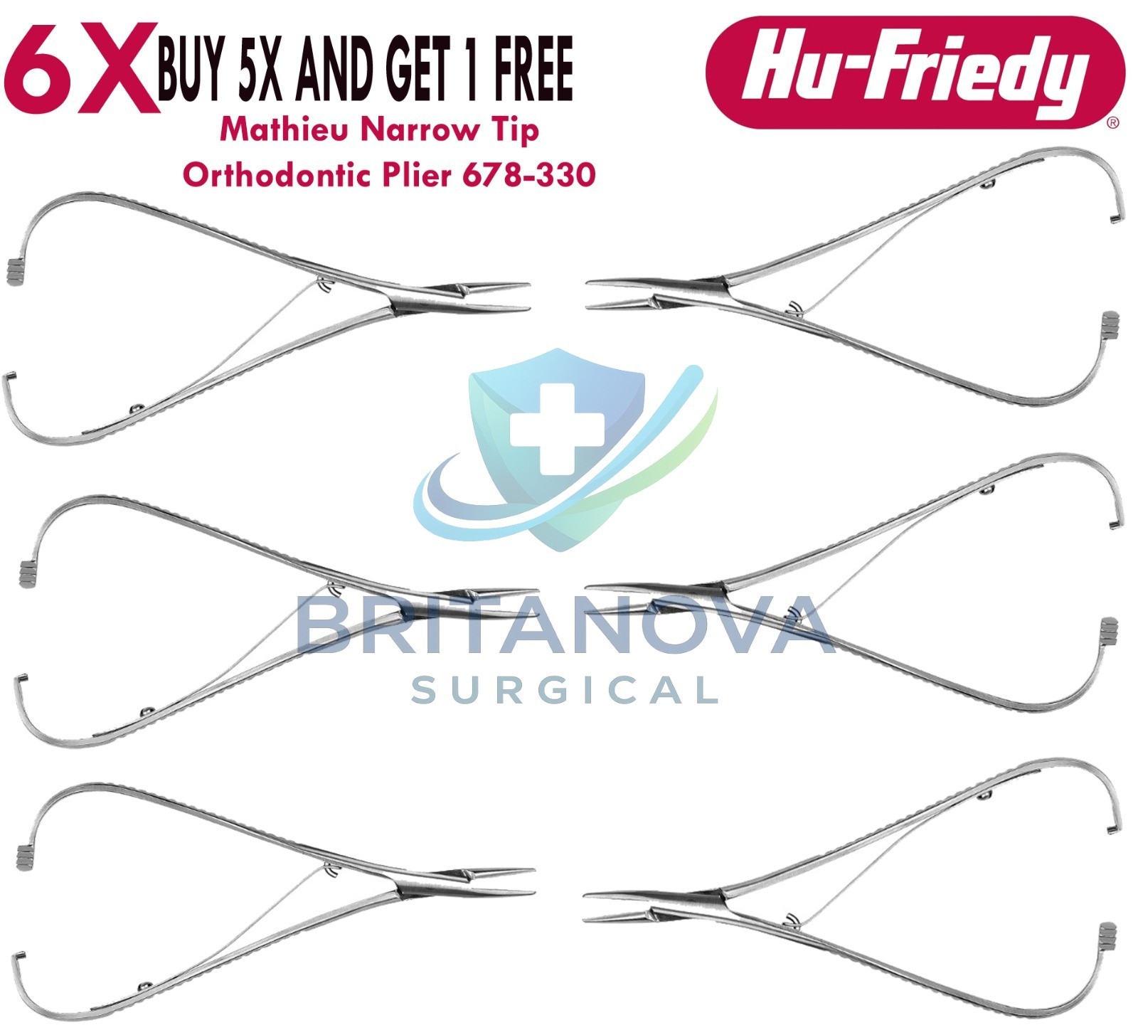 6X Mathieu Narrow Tip Orthodontic Plier 678-330 HU FRIEDY