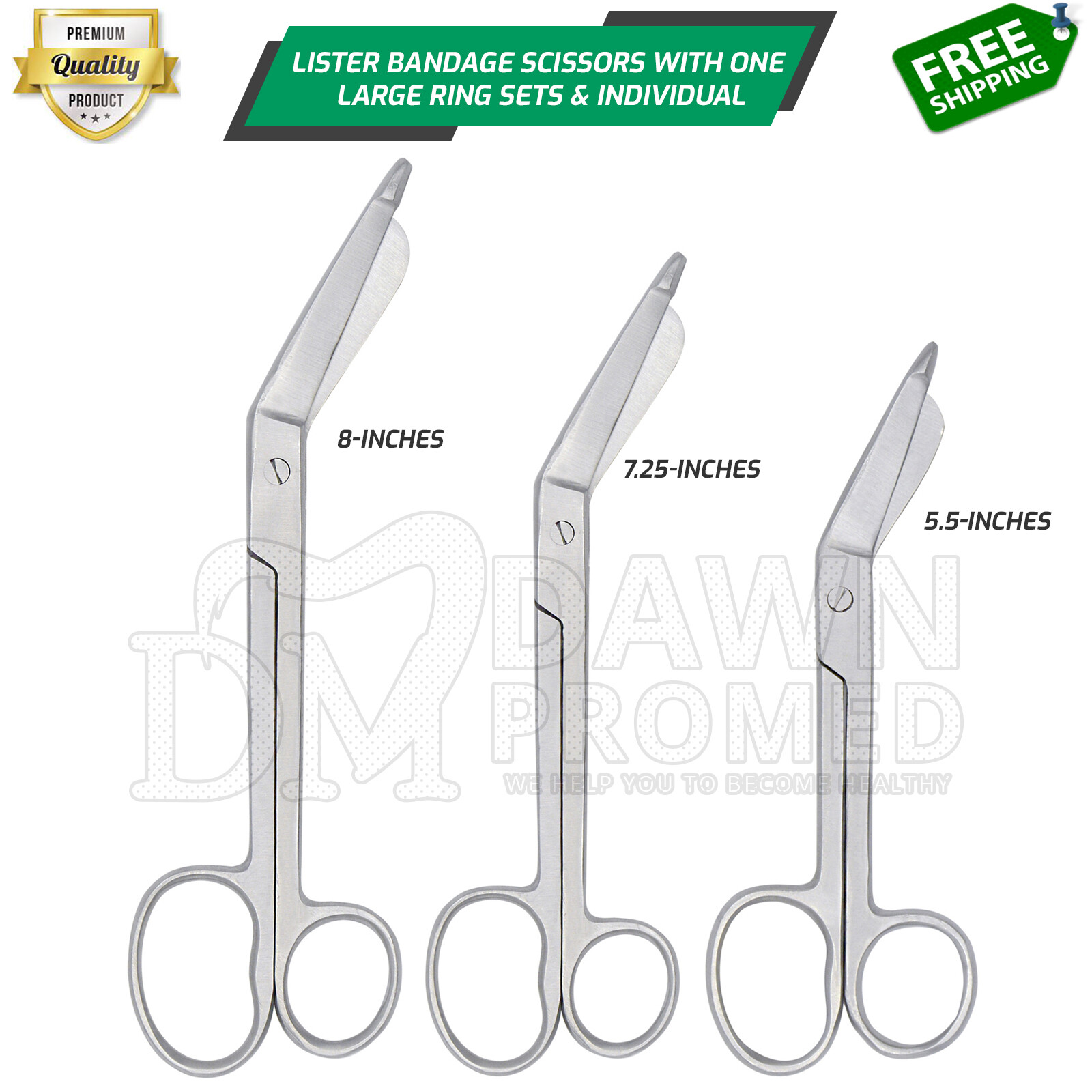 Heavy Duty Lister Bandage Scissors One Large Ring Paramedic Nursing German Grade