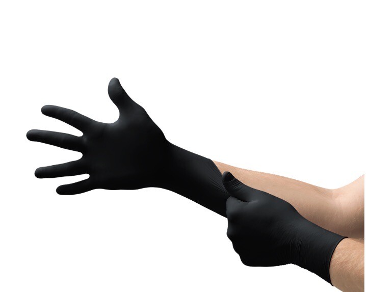 (100/Pk) ANSELL Microflex Midknight Nitrile Exam Gloves – Small – Black MK296S