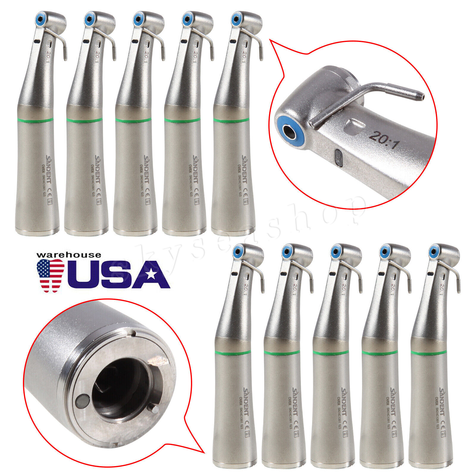 Contra Angle 20:1 Dental Implant Surgical Handpiece Fiber Optic For NSK Ti-Max