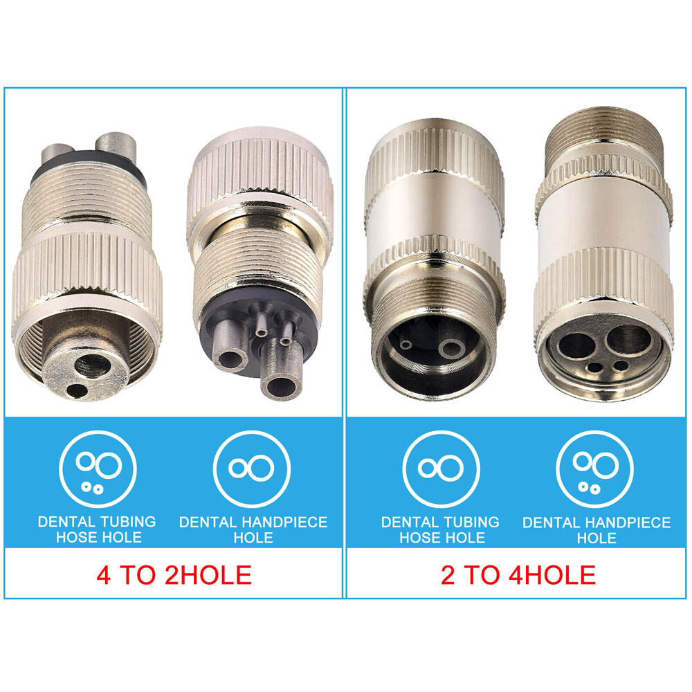2 to 4 & 4 to 2 Holes Dental Adapter Changer Connector for High Speed Handpiece