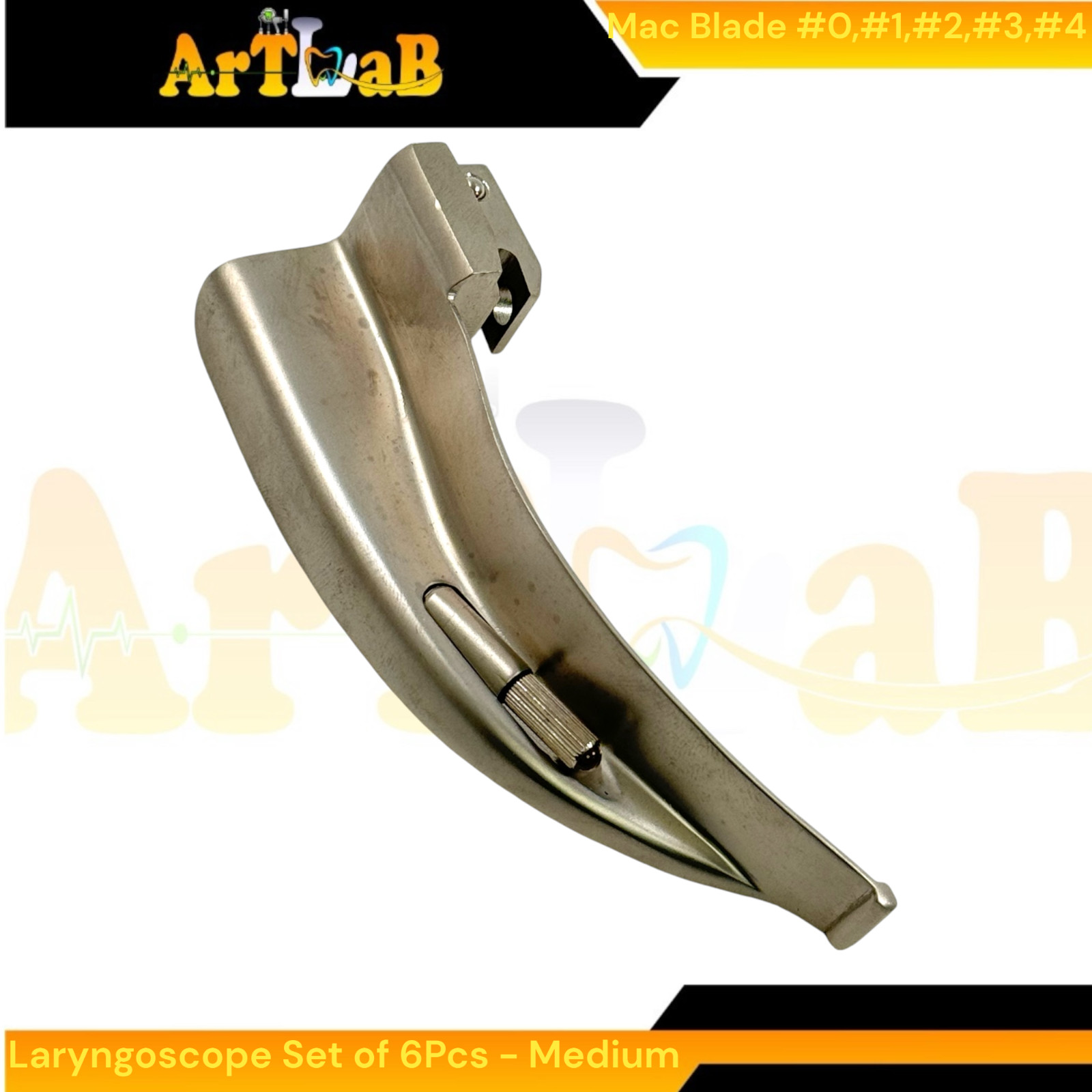 6pcs Set EMT Fiber-Optic Laryngoscope with Mac Blades #0 to #4 & Medium Handle