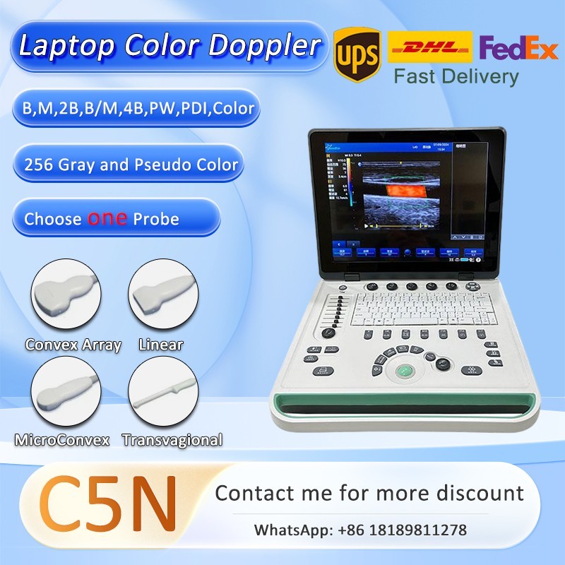 15″ LCD Laptop Color Doppler Portable Ultrasound Scanner Machine