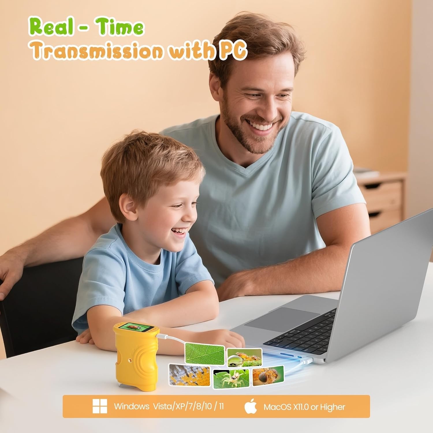 Eco-Friendly 1000X Digital Microscope for Kids – Perfect STEM Gift with 8 LEDs