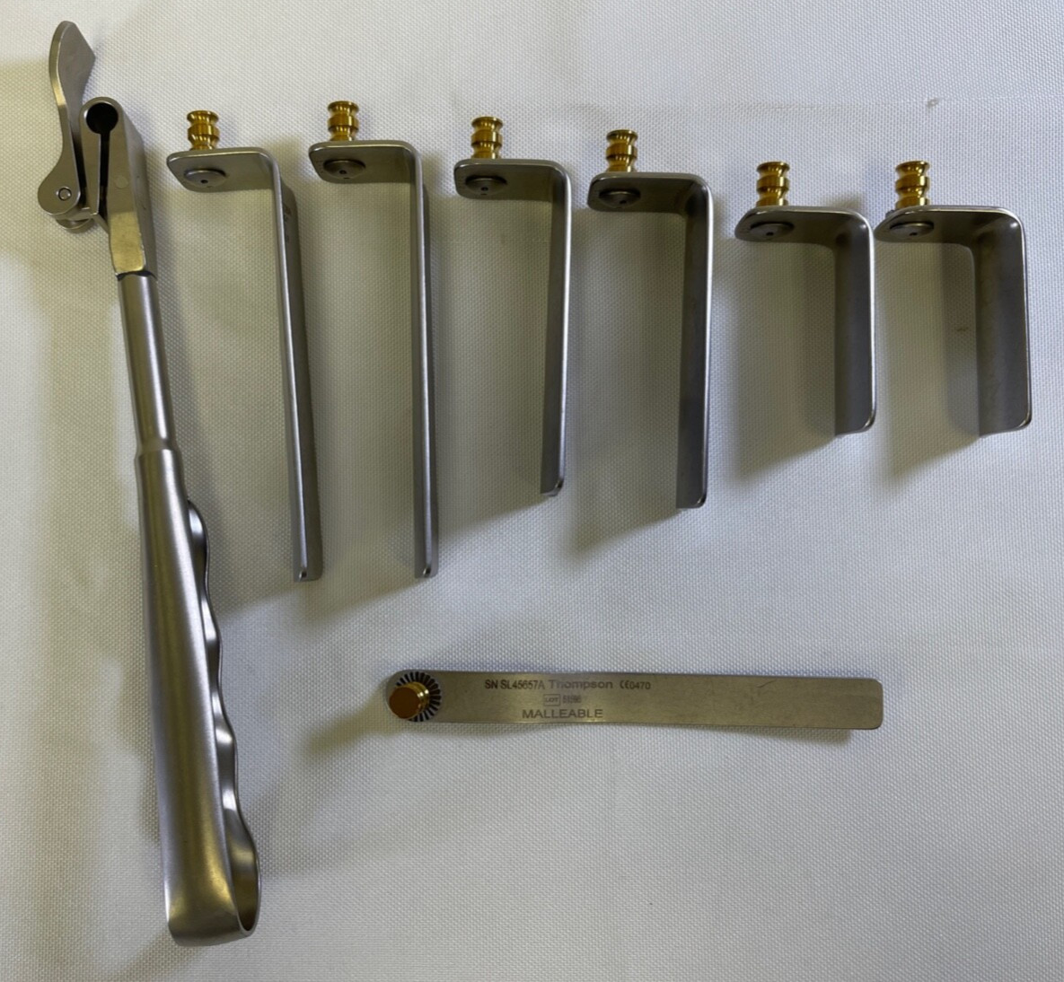 Set of 8 Thompson Surgical Locking Blade Handle w 7 Blades Cervical 50/75/100mm