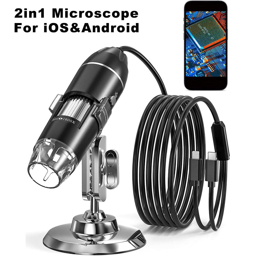 1600x Digital Microscope Kit for Kids Beginners Children STEM LED Light iPhone
