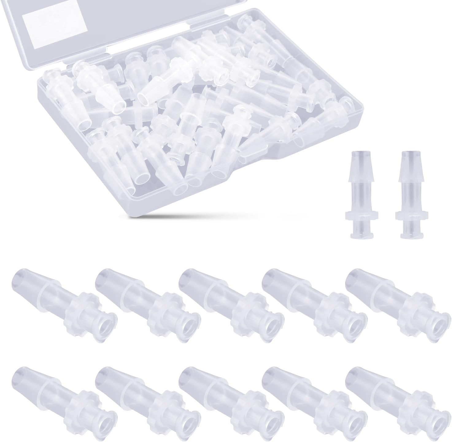 30Pcs Luer Lock Adapter, Clear Female Luer Lock 1/4 Luer Lock Connector Kit Luer