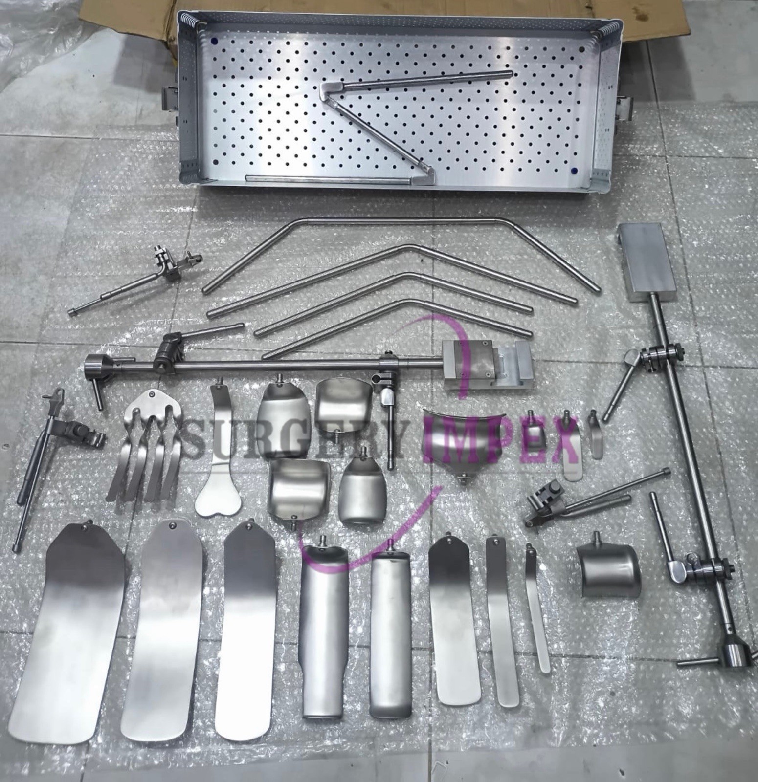 Thompson Surgical Retractor Set For Liver Transplant Stainles Steel Aluminum Box