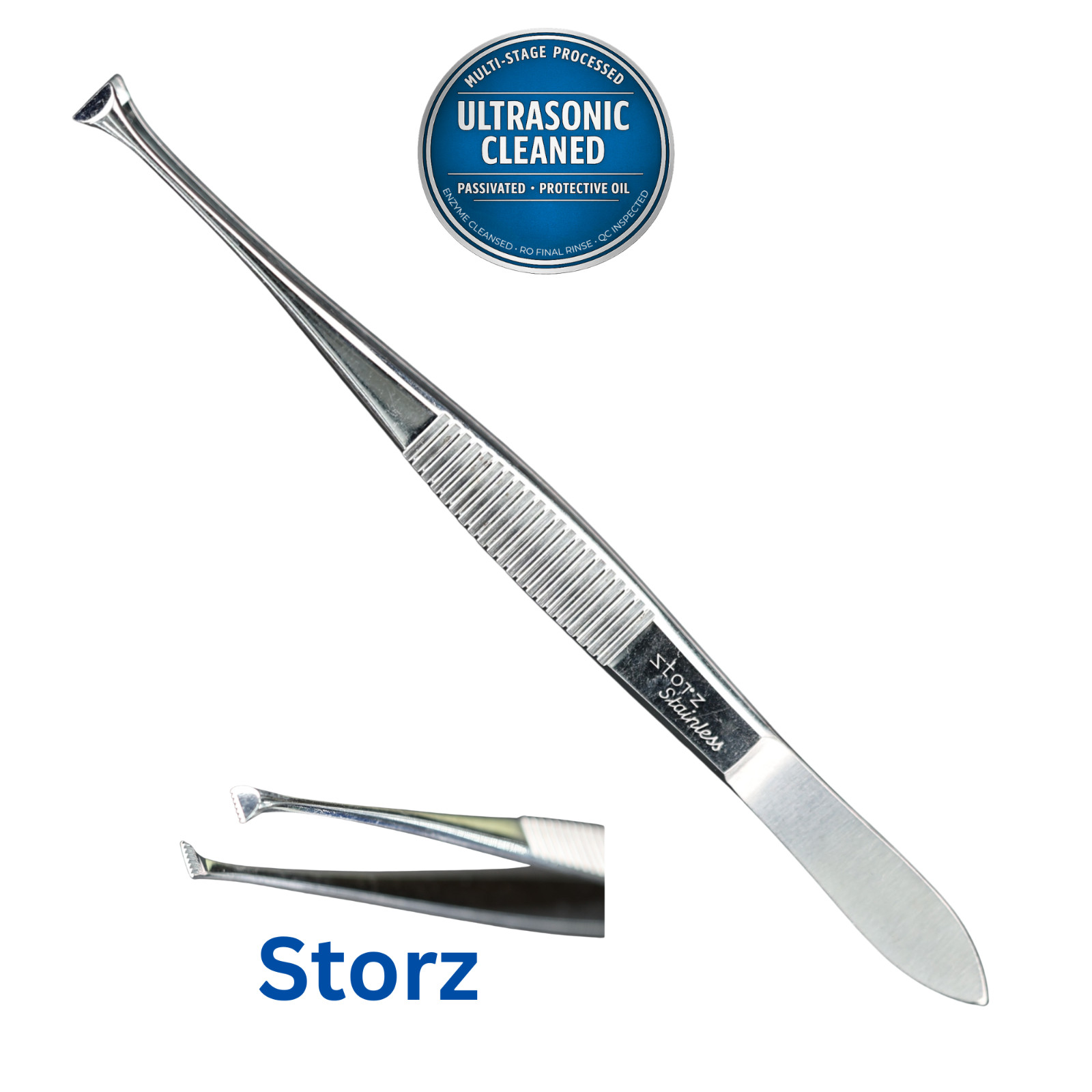 Storz E1562 Graefe Fixation Forceps, Wide 4.5mm 6×6 Teeth Jaws, 108mm (4.3″)