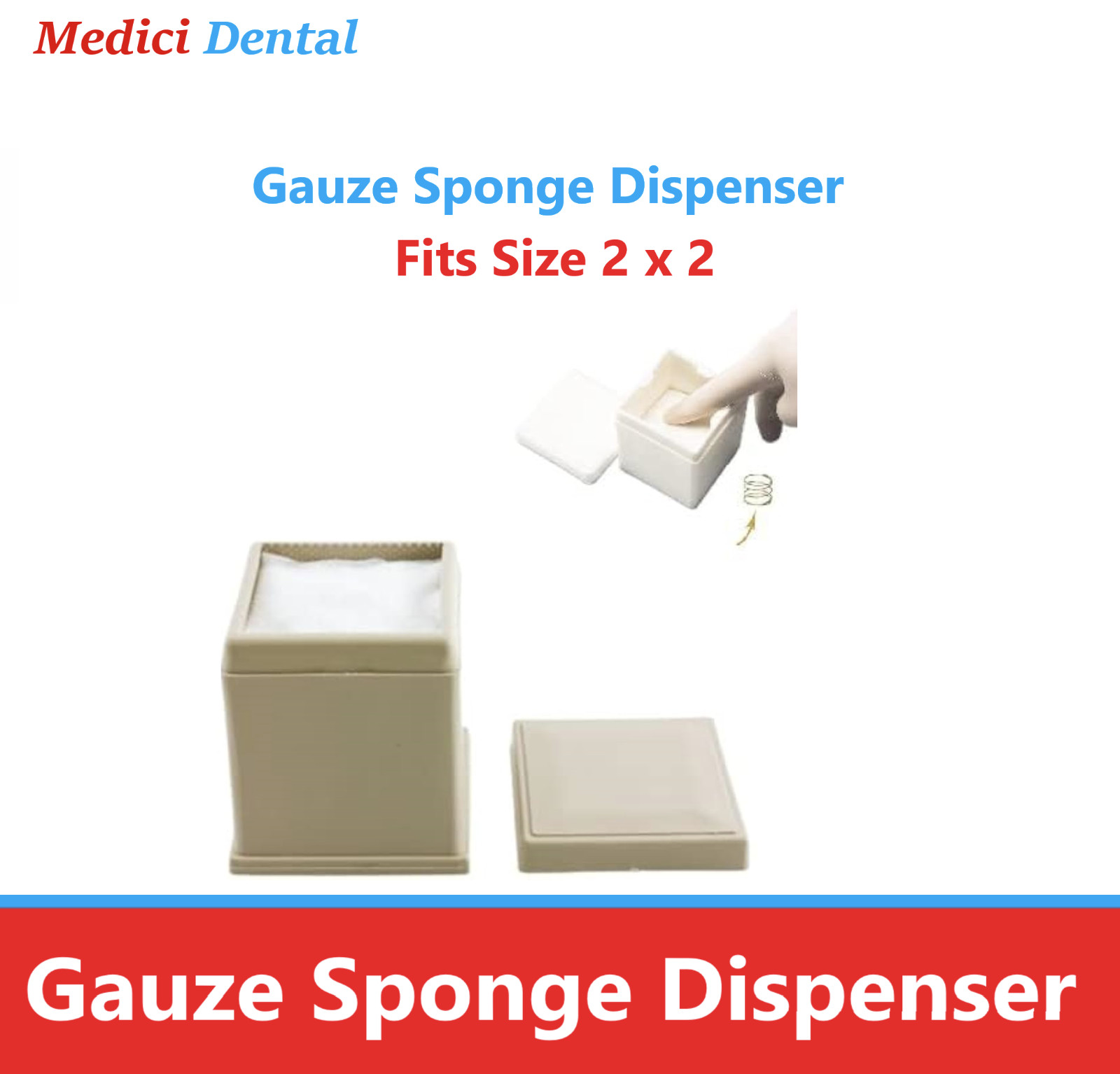 Dental 2 x 2 Gauze Sponge Dispenser, Blue, White, Beige, Mauve Gauze Holder