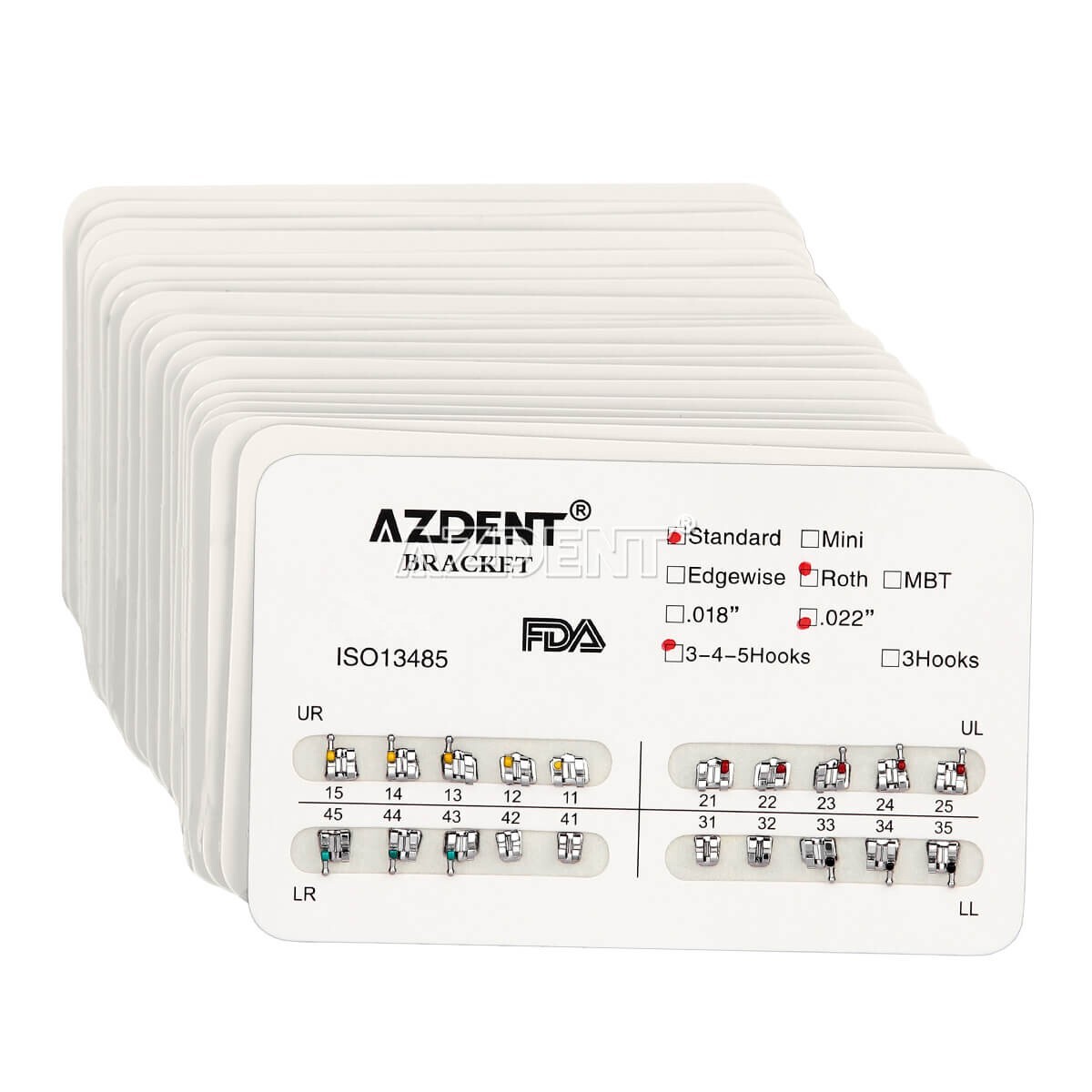 USA AZDENT Dental Orthodontic Brackets Braces Standard Roth .022 Hooks 3-4-5