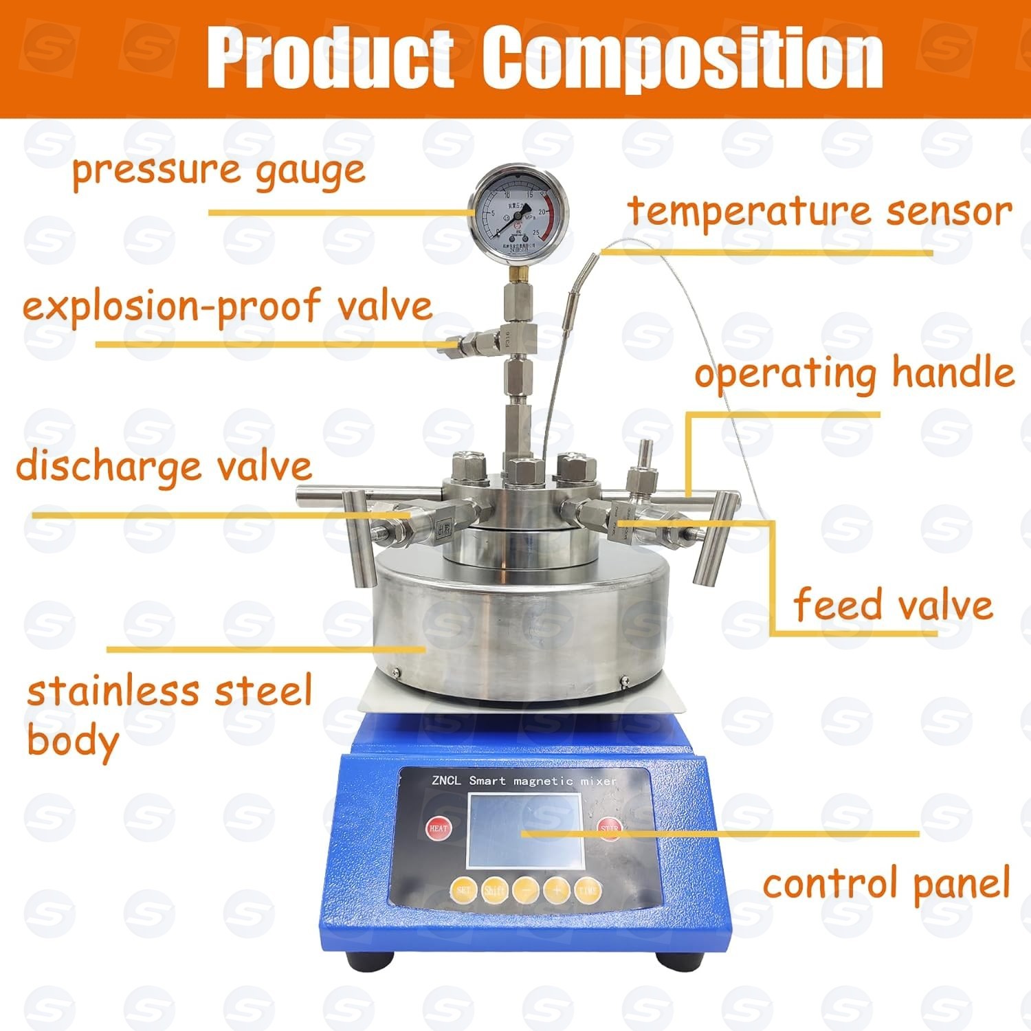 250ml Magnetic Stirring High Pressure Reactor Hydrothermal Synthesis Autoclave