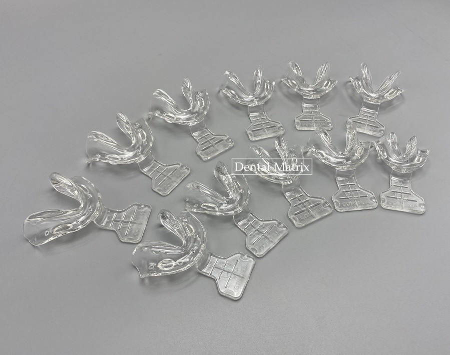 Dental Impression Trays Frame Cut Back Edentulous Jaw Full Denture Clear 18pcs