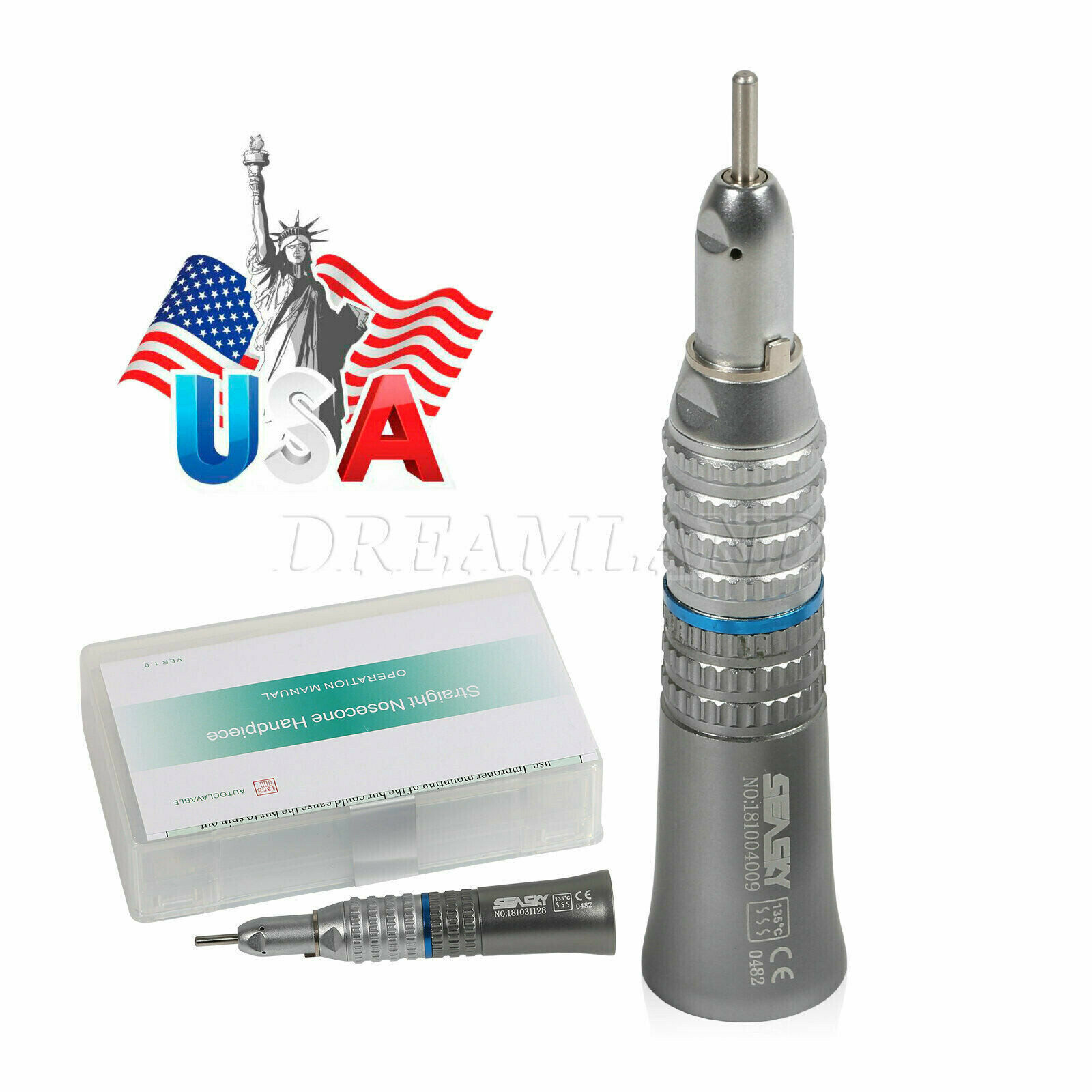 NSK Style Dental Low Speed Contra Angle Push Button Handpiece+ Air Motor 4-H YAD