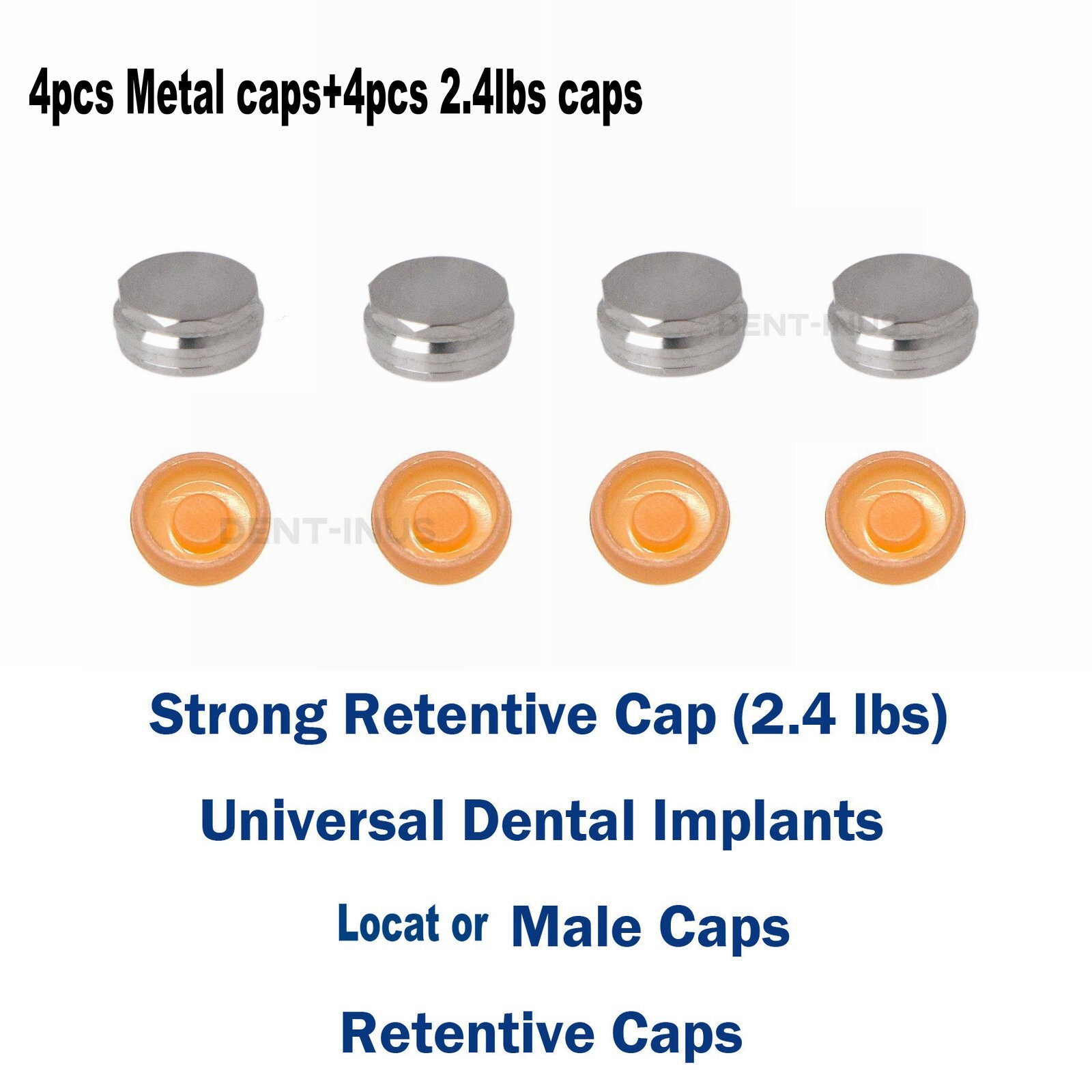 Overdenture Abutment Male Caps Inserts 2.4 lbs Retentive & Metal Caps