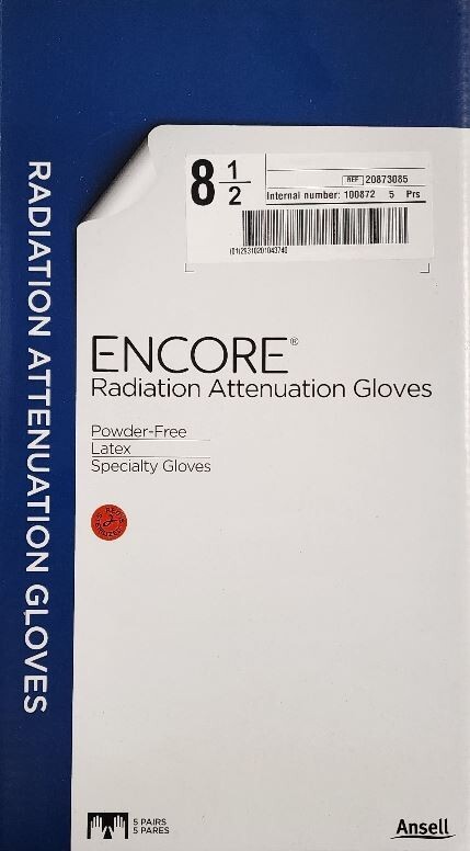 *5-Pairs* Ansell Encore Radiation Attenuation PF Gloves Size-8.5 Latex 20873085
