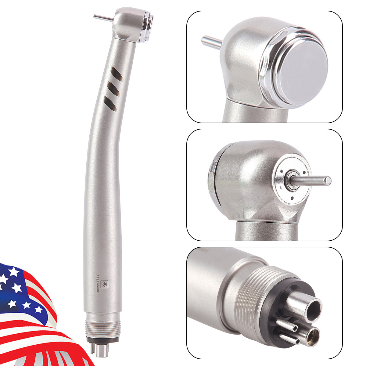 Dental High Speed Handpiece Torque Head 3 Water Spray Stainless Body 2 /4Holes