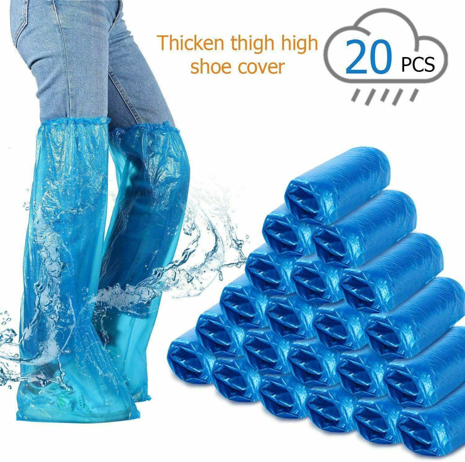 20 40 Pieces Disposable Long Shoe Covers Waterproof