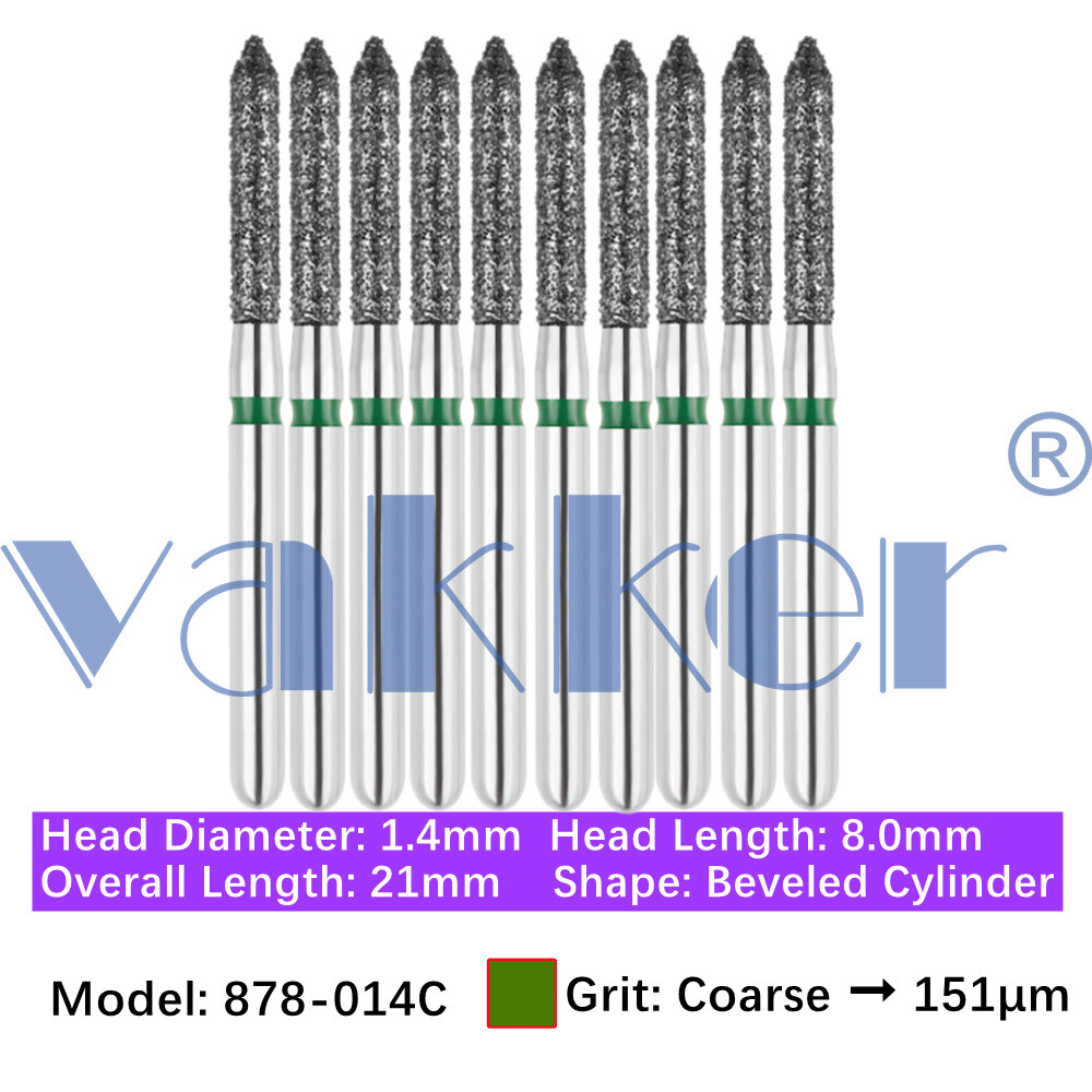 Vakker Dental Bevel Cylinder FG Diamond Burs 878-014C Coarse 10/pk