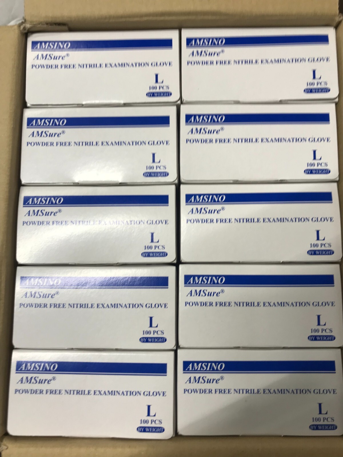 Case of 1,000 – AMSure Powder Free, Nitrile, Exam Gloves, Medical Grade, Blue, L