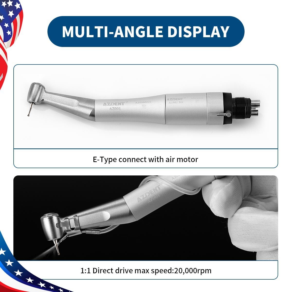 Dental E-generator LED High Speed Handpiece Slow Low Speed Handpiece 4/2Hole