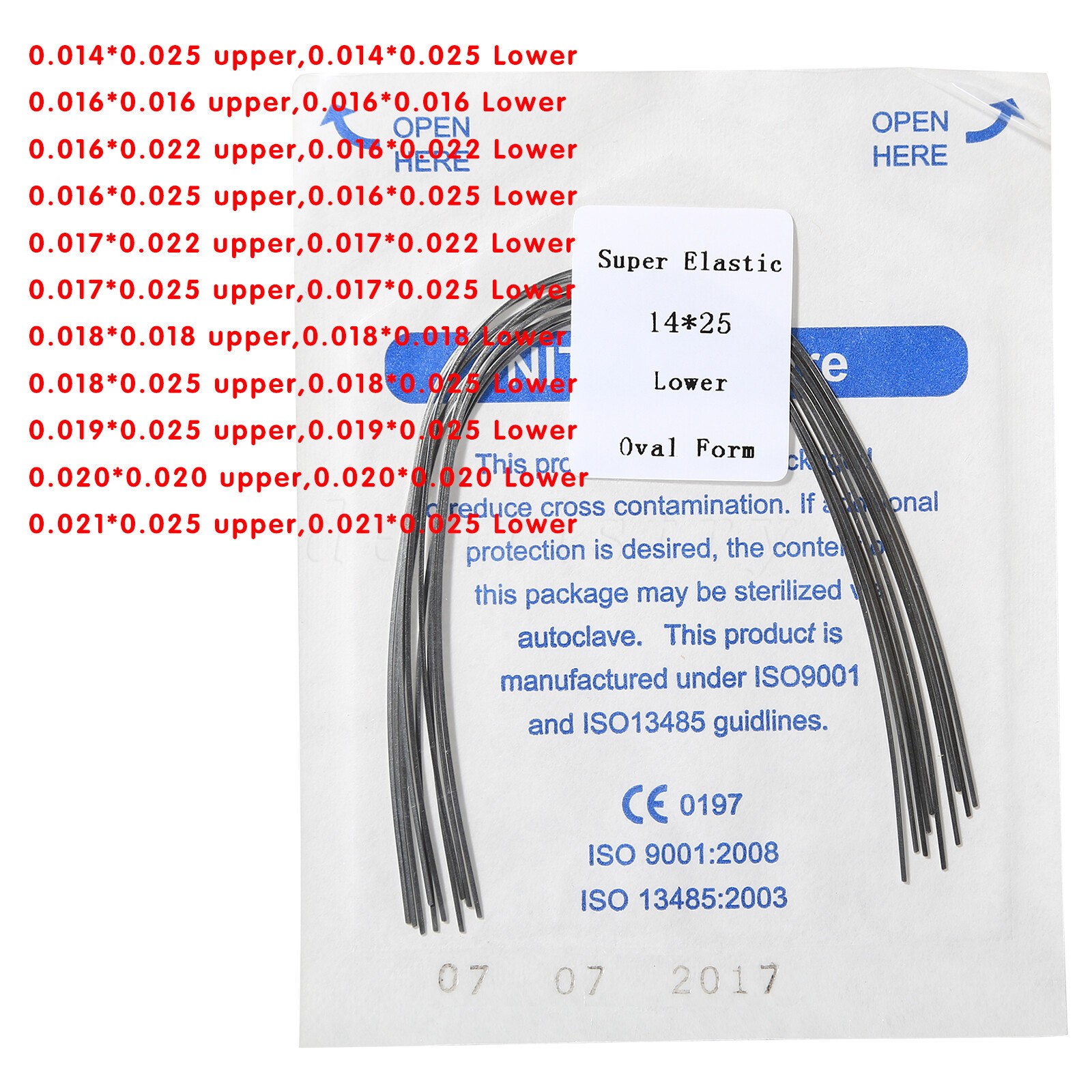 10 Packs Dental Orthodontic Arch Wire Rectangular Niti Super Elastic Upper/Lower