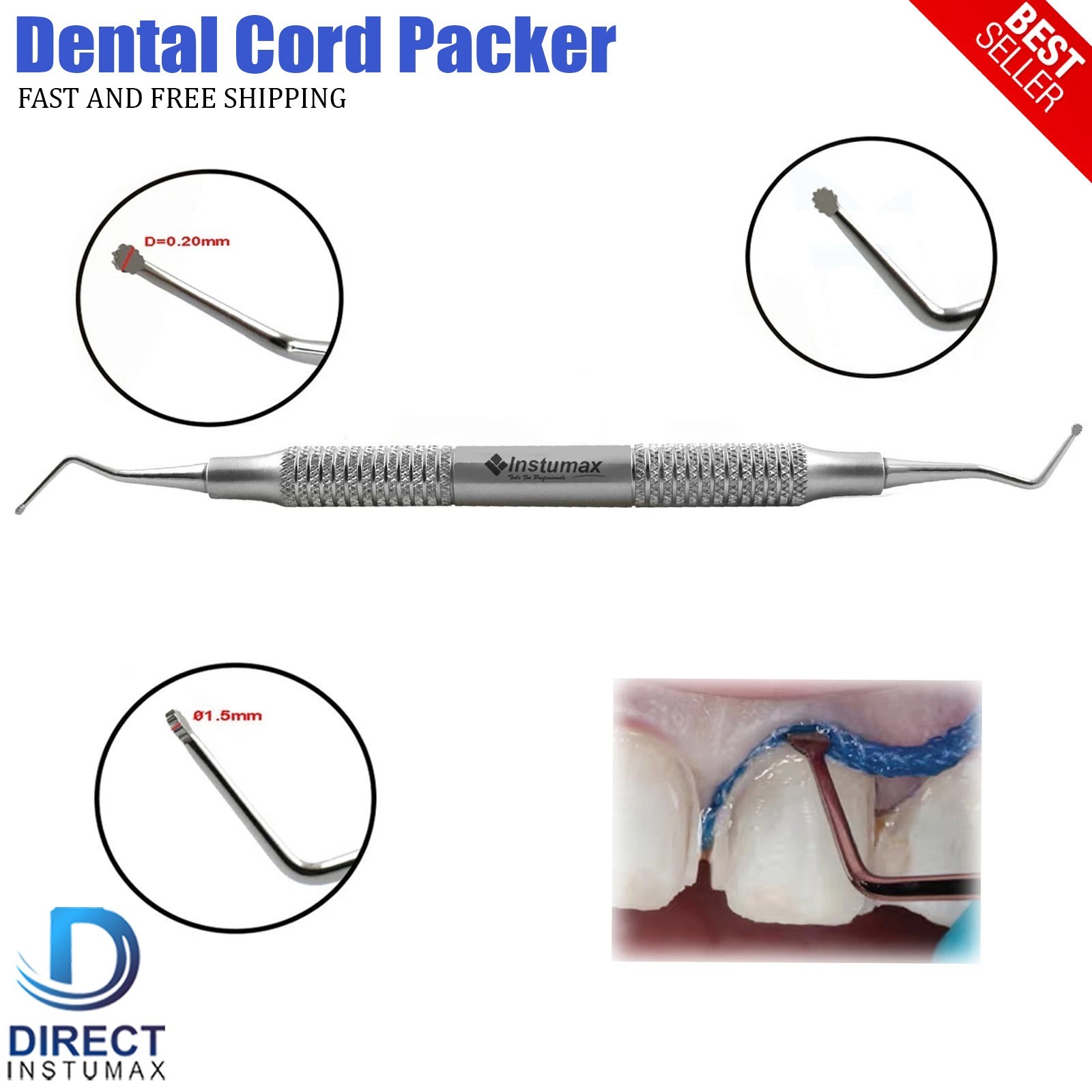 INSTUMAX 2 Pcs Cord Packer Set – Dental Gingival Retraction Instruments Stainles