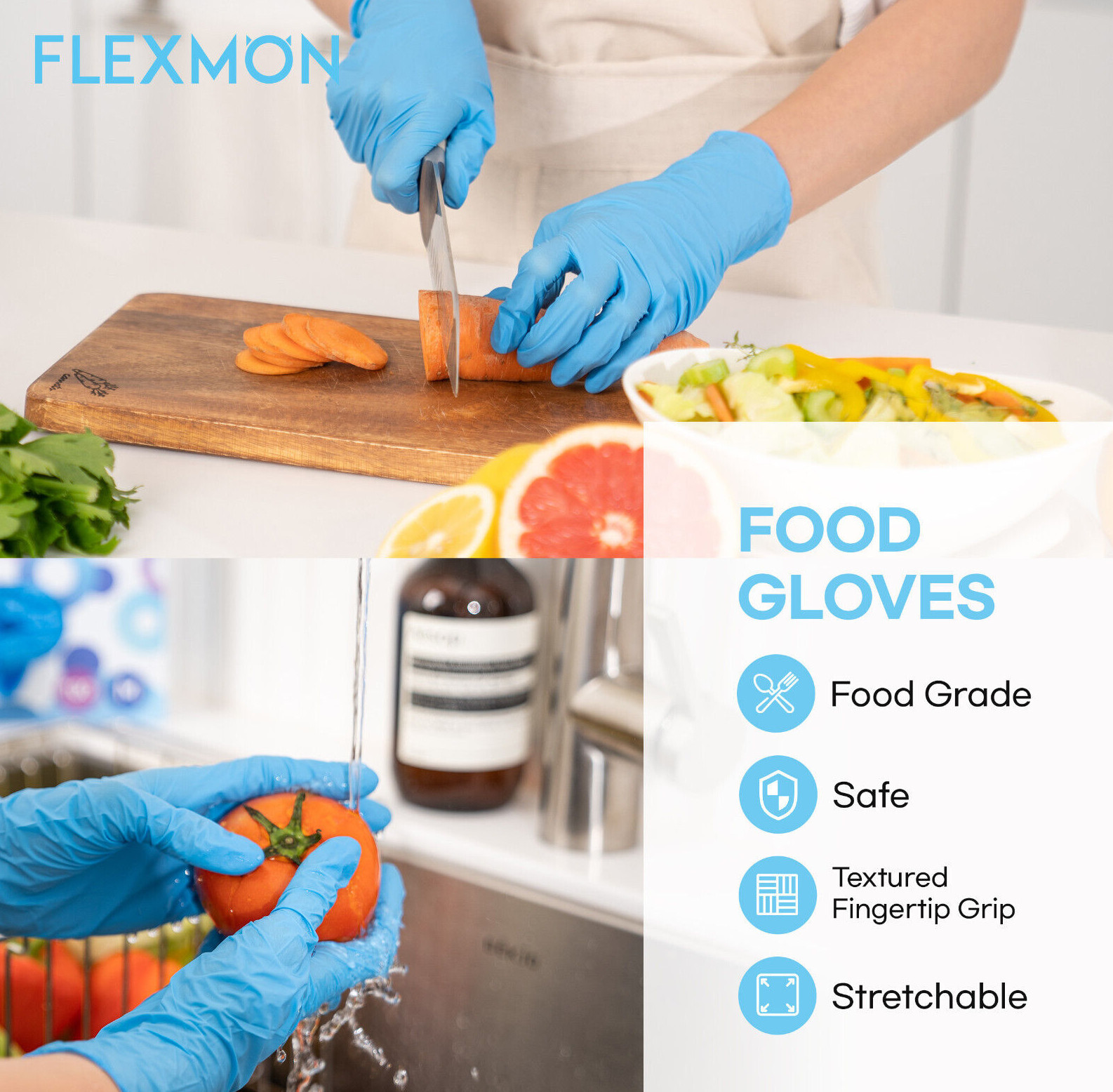 FLEXMON Nitrile Exam Gloves, Extra Small, 4.2Mil 100 Count