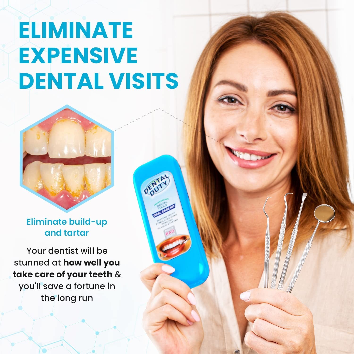 Professional Dental Tools Kit – Aqua Plaque Remover, Mirror, Scraper & Scaler